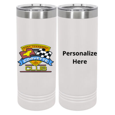 Printed Personalized  - 20 oz Stainless White Skinny Tumbler with Stainless Straw and Lid Thumbnail