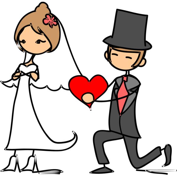 Cartoon Wedding Groom Bride Proposal 6 Thumbnail
